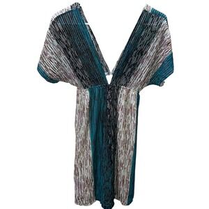 Paradise USA Open Knit Turquoise, Black, Tan Beach Coverup Women's‎ Size Medium